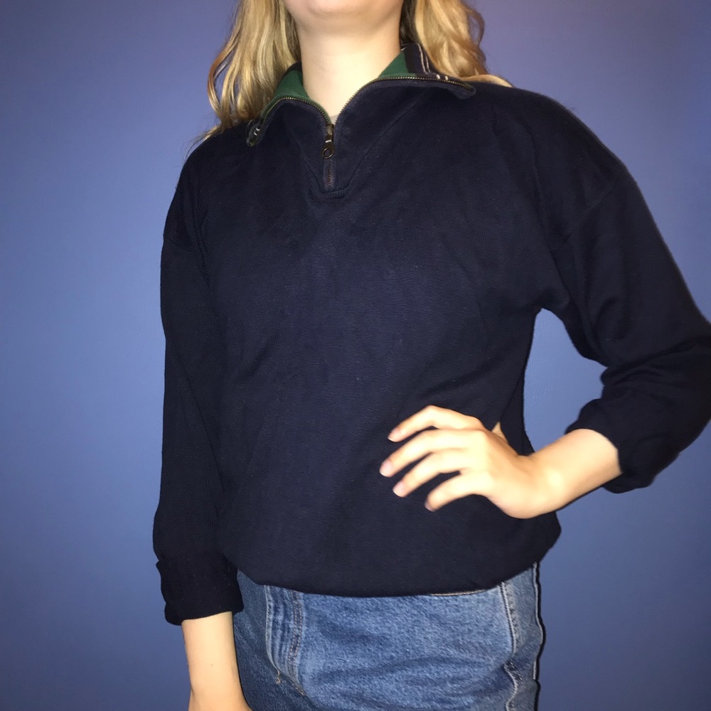 Preppy Navy Zip Up